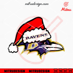 Baltimore Ravens Logo Santa Hat SVG, Ravens NFL Christmas SVG, Digital Download Files