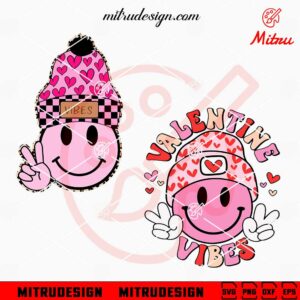 Smiley Face Valentine Vibes SVG, PNG, DXF, EPS, Instant Digital Download