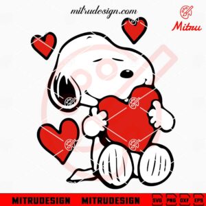 Snoopy Holding A Heart SVG, Cute Snoopy Valentine's Day SVG, Digital Download