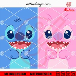 Stitch And Angel Face SVG, Cute Stitch Couple SVG, PNG, DXF, EPS, Shirts