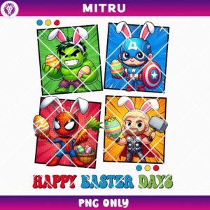 Avengers Superhero Happy Easter Day PNG, Easter Kids PNG, Cute Bunny Easter PNG