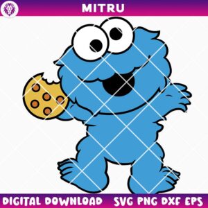 Baby Cookie Monster SVG PNG, Blue Muppet Sesame Street SVG