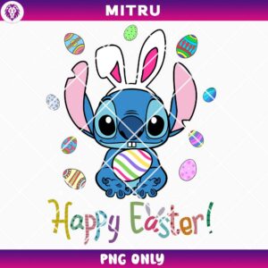 Baby Stitch Easter PNG, Cute Easter Rabbit PNG