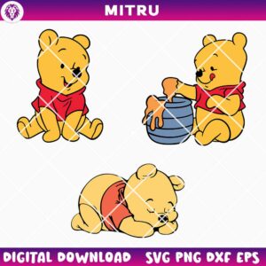 Baby Winnie The Pooh SVG PNG Bundle, Pooh Bear Kid SVG