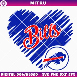 Bills Heart SVG PNG, Buffalo Bills Love SVG
