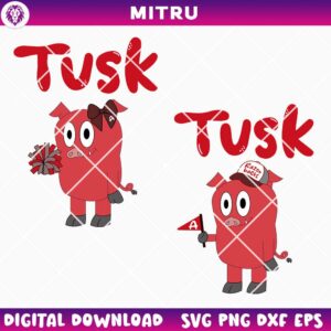 Bluey Arkansas Razorbacks Mascot SVG PNG, Tusk SVG, Razorbacks Cheerleaders SVG