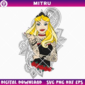 Disney Briar Rose Punk SVG PNG, Aurora Princess Tattoo SVG Cricut
