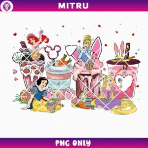 Disney Princess Easter Coffee Cup PNG, Easter Drink PNG