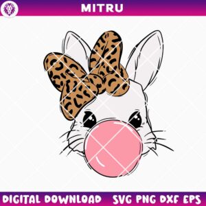 Easter Bunny Blowing Bubble SVG PNG, Easter Rabbit Gum SVG