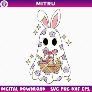 Easter Ghost SVG PNG, Bunny SVG, Cute Easter Rabbit Spooky SVG