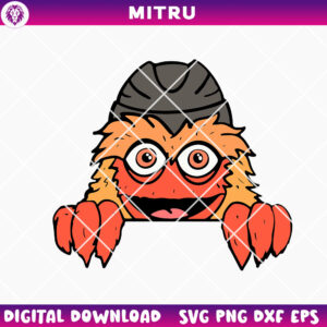 Gritty Flyers Peeking SVG PNG, Funny Philadelphia Hockey Mascot SVG Cut Files