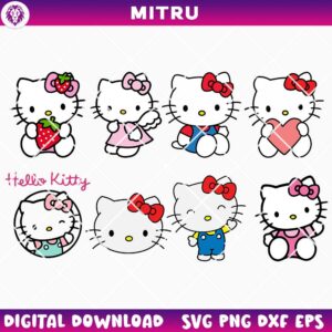 Hello Kitty SVG PNG Bundle, Kitty White Cat SVG Cricut Image