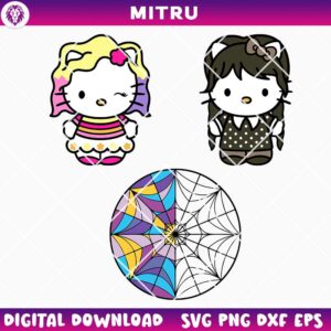 Hello Kitty Wednesday Enid SVG PNG, Nevermore Window SVG