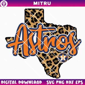 Astros Texas Leopard SVG PNG, Cute Houston Baseball SVG