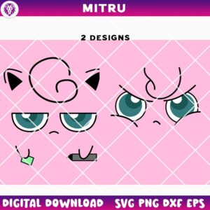 Jigglypuff Face SVG PNG, Wigglytuff Pokemon SVG