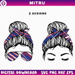 Messy Bun Buffalo Bills Zubaz SVG PNG, Bills Mom SVG Cut Files