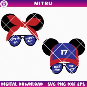 Mickey And Minnie Ears Buffalo Bills SVG PNG, Cute Disney Bills Football SVG
