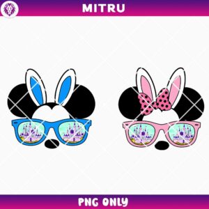Mickey And Minnie Easter Bunny Sunglasses PNG, Cute Family Happy Easter PNG