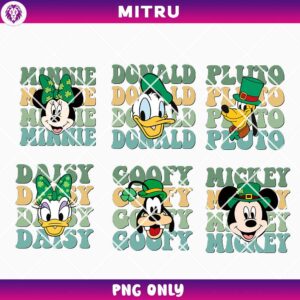 Mickey Friends St Patricks Day Retro PNG Bundle, Daisy Donald Irish Day PNG