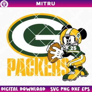 Mickey Green Bay Packers SVG PNG Digital Download