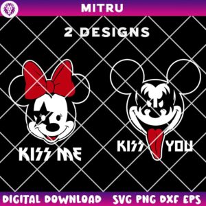 Mickey Minnie Kiss Rock SVG PNG, Funny Kiss Band SVG