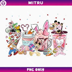 Mickey Mouse Friends Coffee Cup Easter PNG, Cute Disney Happy Easter PNG
