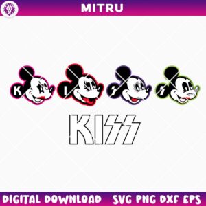 Mickey Mouse Kiss Band SVG PNG, Cute Metal Rock SVG