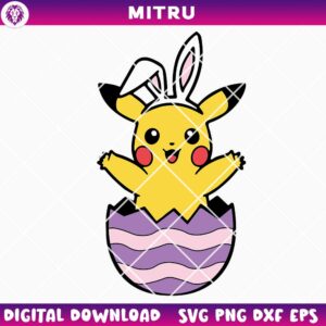 Pikachu Easter Egg SVG PNG, Pokemon Easter Bunny SVG