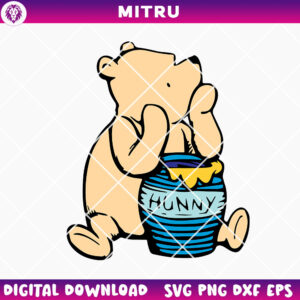 Vintage Pooh Bear SVG PNG, Pooh Hunny SVG Clipart