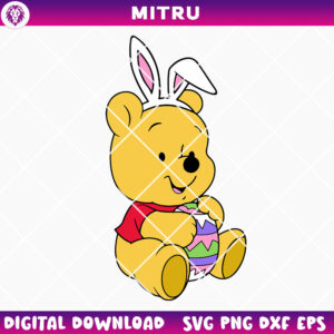 Baby Pooh Easter Bunny SVG PNG, Easter Egg SVG Digital Download