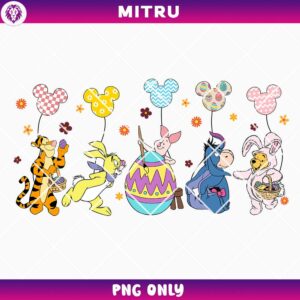 Pooh Friends Happy Easter PNG, Piglet Eeyore Tigger Easter PNG