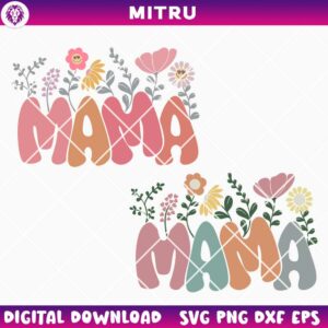 Retro Mama Flower SVG PNG, Groovy Mom SVG, Cute Mother SVG