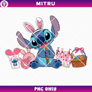 Stitch Snacks Disney Easter PNG, Stitch Bunny Ears PNG