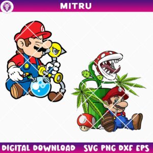 Stoned Mario SVG PNG, Funny Super Mario Smoking Weed SVG